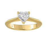 14K YELLOW GOLD 1CT HEART DIAMOND LADIES SOLITAIRE RING