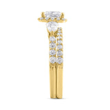 LADIES BRIDAL SET 2CT ROUND/PRINCESS/PEAR DIAMOND 14K YELLOW GOLD (CENTER STONE PRINCESS DIAMOND 1CT )