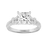 LADIES RING 1 3/4CT ROUND/PRINCESS DIAMOND 14K WHITE GOLD (CENTER STONE PRINCESS DIAMOND 1 1/2CT )
