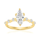14K YELLOW GOLD 1 1/4CT ROUND/MARQUISE DIAMOND LADIES RING (CENTER STONE MARQUISE DIAMOND 1CT)