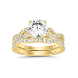 LADIES BRIDAL SET 2CT ROUND DIAMOND 14K YELLOW GOLD (CENTER STONE ROUND DIAMOND 1 1/2CT )