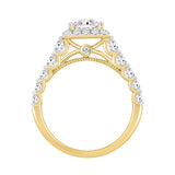 LADIES BRIDAL SET 2 1/2CT ROUND/PRINCESS DIAMOND 14K YELLOW GOLD (CENTER STONE PRINCESS DIAMOND 1CT )