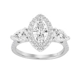 LADIES RING 2 1/2CT ROUND/MARQUISE/PEAR DIAMOND 14K WHITE GOLD (CENTER STONE MARQUISE DIAMOND 1CT )