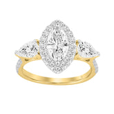 LADIES RING 2 1/2CT ROUND/MARQUISE/PEAR DIAMOND 14K YELLOW GOLD (CENTER STONE MAEQUISE DIAMOND 1CT )