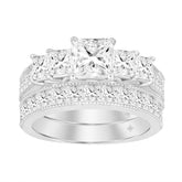 14K WHITE GOLD 3 1/2CT ROUND/PRINCESS DIAMOND LADIES BRIDAL SET (CENTER STONE PRINCESS DIAMOND 3/4CT )