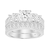 14K WHITE GOLD 3 1/2CT ROUND/PRINCESS DIAMOND LADIES BRIDAL SET (CENTER STONE PRINCESS DIAMOND 3/4CT )