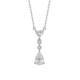 LADIES NECKLACE 3/4CT ROUND/PEAR/HEART DIAMOND 14K WHITE GOLD WITH CHAIN