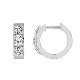 LADIES HOOP EARRINGS 1 1/2CT ROUND DIAMOND 14K WHITE GOLD