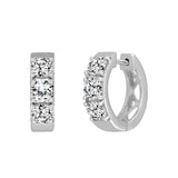 LADIES HOOP EARRINGS 1 1/2CT ROUND DIAMOND 14K WHITE GOLD