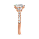 14K ROSE GOLD 3.00CT ROUND/OVAL/HALF MOON DIAMOND LADIES RING (CENTER STONE OVAL DIAMOND 2CT)