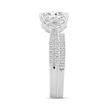 LADIES BRIDAL SET 3 1/4CT ROUND/EMERALD/CADILLAC DIAMOND 14K WHITE GOLD (CENTER STONE EMERALD DIAMOND 2CT )