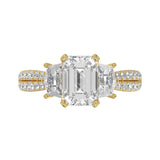 LADIES RING 3 1/4CT ROUND/EMERALD/CADILLAC DIAMOND 14K YELLOW GOLD (CENTER STONE EMERALD DIAMOND 2.00CT)