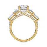 14K YELLOW GOLD 3 3/4CT ROUND/TRAPEZOID/BAGUETTE DIAMOND LADIES RING (CENTER STONE ROUND DIAMOND 2CT)