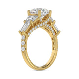 14K YELLOW GOLD 3 3/4CT ROUND/TRAPEZOID/BAGUETTE DIAMOND LADIES RING (CENTER STONE ROUND DIAMOND 2CT)