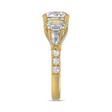 14K YELLOW GOLD 3 3/4CT ROUND/TRAPEZOID/BAGUETTE DIAMOND LADIES RING (CENTER STONE ROUND DIAMOND 2CT)
