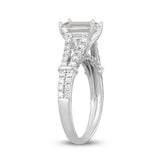 LADIES RING 2CT ROUND/EMERALD DIAMOND 14K WHITE GOLD (CENTER STONE EMERALD DIAMOND 1 1/2CT )