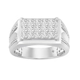 MEN'S RING 2CT ROUND/PRINCESS DIAMOND 14K WHITE GOLD