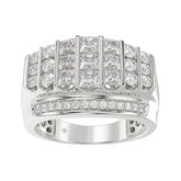 MEN'S RING 2CT ROUND/PRINCESS DIAMOND 14K WHITE GOLD