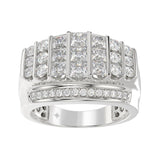 MEN'S RING 2CT ROUND/PRINCESS DIAMOND 14K WHITE GOLD