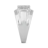 MEN'S RING 2CT ROUND/PRINCESS DIAMOND 14K WHITE GOLD