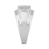 MEN'S RING 2CT ROUND/PRINCESS DIAMOND 14K WHITE GOLD