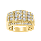 MEN'S RING 2.00CT ROUND DIAMOND 14K YELLOW GOLD