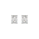14K WHITE GOLD 3CT RADIANT DIAMOND LADIES SOLITAIRE EARRINGS
