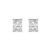 14K WHITE GOLD 4CT RADIANT DIAMOND LADIES SOLITAIRE EARRINGS