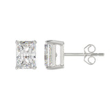 14K WHITE GOLD 4CT RADIANT DIAMOND LADIES SOLITAIRE EARRINGS
