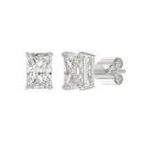 14K WHITE GOLD 4CT RADIANT DIAMOND LADIES SOLITAIRE EARRINGS