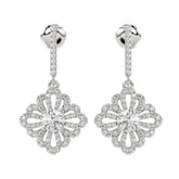LADIES EARRINGS 1 3/4CT ROUND DIAMOND 14K WHITE GOLD