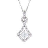 LADIES PENDANT 3/4CT ROUND/PRINCESS DIAMOND 14K WHITE GOLD