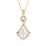 LADIES PENDANT 3/4CT ROUND/PRINCESS DIAMOND 14K YELLOW GOLD