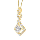 LADIES PENDANT 3/4CT ROUND/PRINCESS DIAMOND 14K YELLOW GOLD