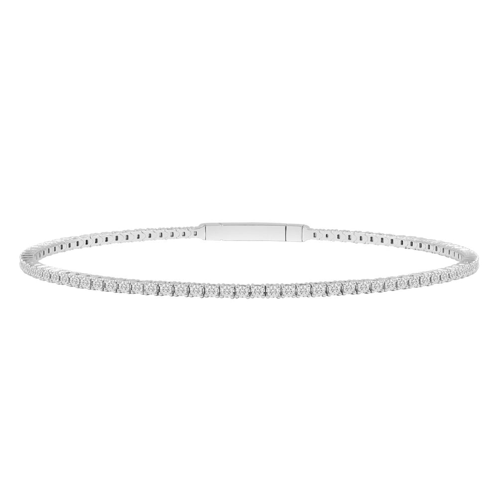 LADIES FLEXIBLE BANGLE 5CT ROUND DIAMOND 14K WHITE GOLD