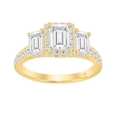 LADIES RING 2 1/2CT ROUND/EMERALD DIAMOND 14K YELLOW GOLD (CENTER STONE EMERALD DIAMOND 1CT )