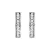 LADIES HOOP EARRINGS 5/8CT ROUND DIAMOND 14K WHITE GOLD