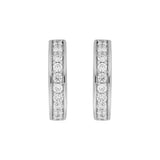 LADIES HOOP EARRINGS 5/8CT ROUND DIAMOND 14K WHITE GOLD
