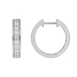 LADIES HOOP EARRINGS 5/8CT ROUND DIAMOND 14K WHITE GOLD