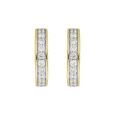 LADIES HOOP EARRINGS 5/8CT ROUND DIAMOND 14K YELLOW GOLD