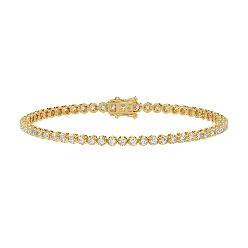 14K YELLOW GOLD 2 1/4CT 8 INCH ROUND DIAMOND MEN'S BRACELET