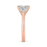 14K ROSE GOLD 3/4CT ROUND/TRAPEZOID DIAMOND LADIES RING (CENTER STONE EMERALD DIAMOND 2CT)