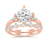 LADIES BRIDAL SET 2 1/2CT ROUND DIAMOND 14K ROSE GOLD (CENTER STONE PRINCESS DIAMOND 2CT)