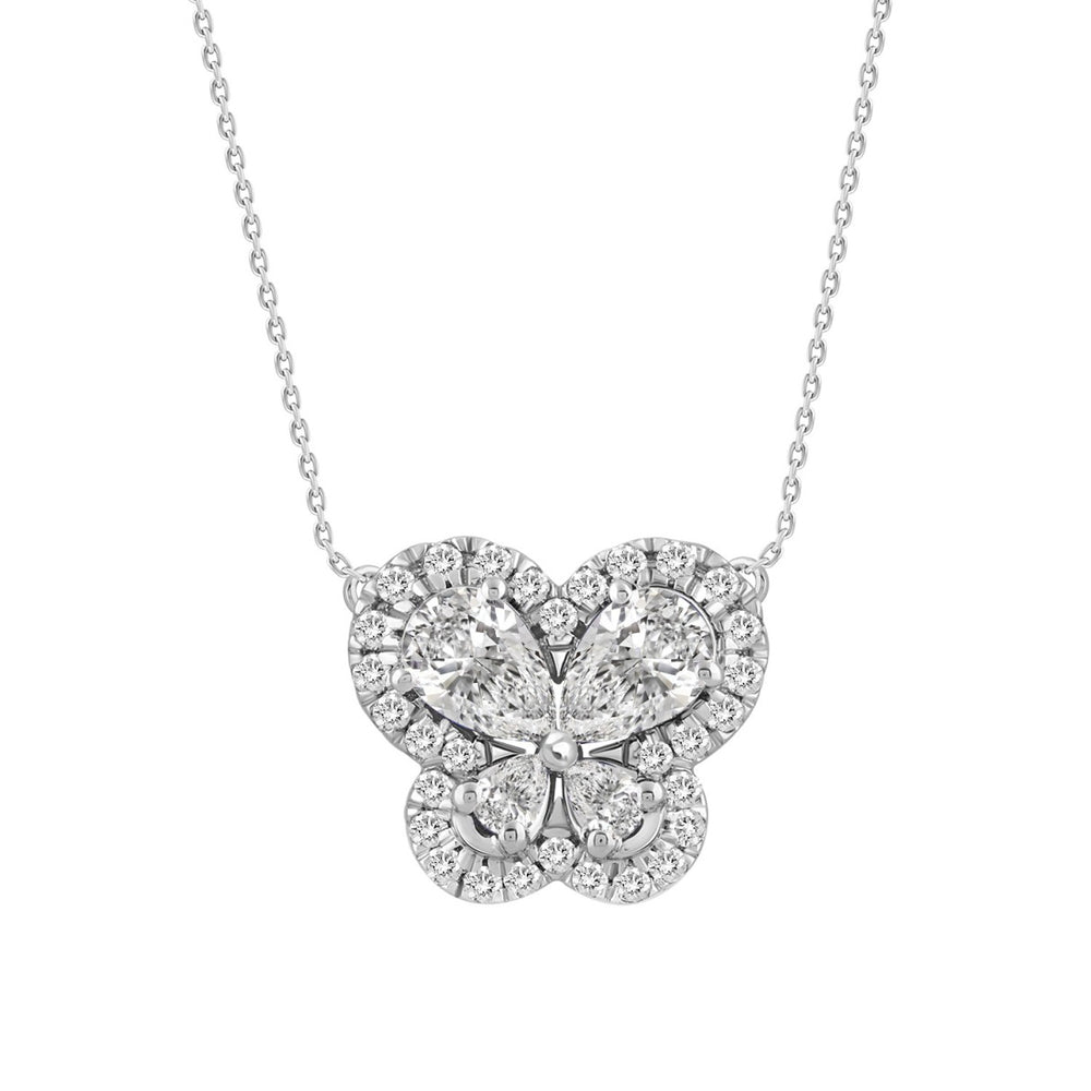 14K WHITE GOLD 1.00CT ROUND/PEAR DIAMOND LADIES PENDANT