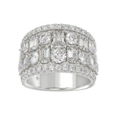 14K WHITE GOLD 5.00CT ROUND/EMERALD DIAMOND LADIES BAND