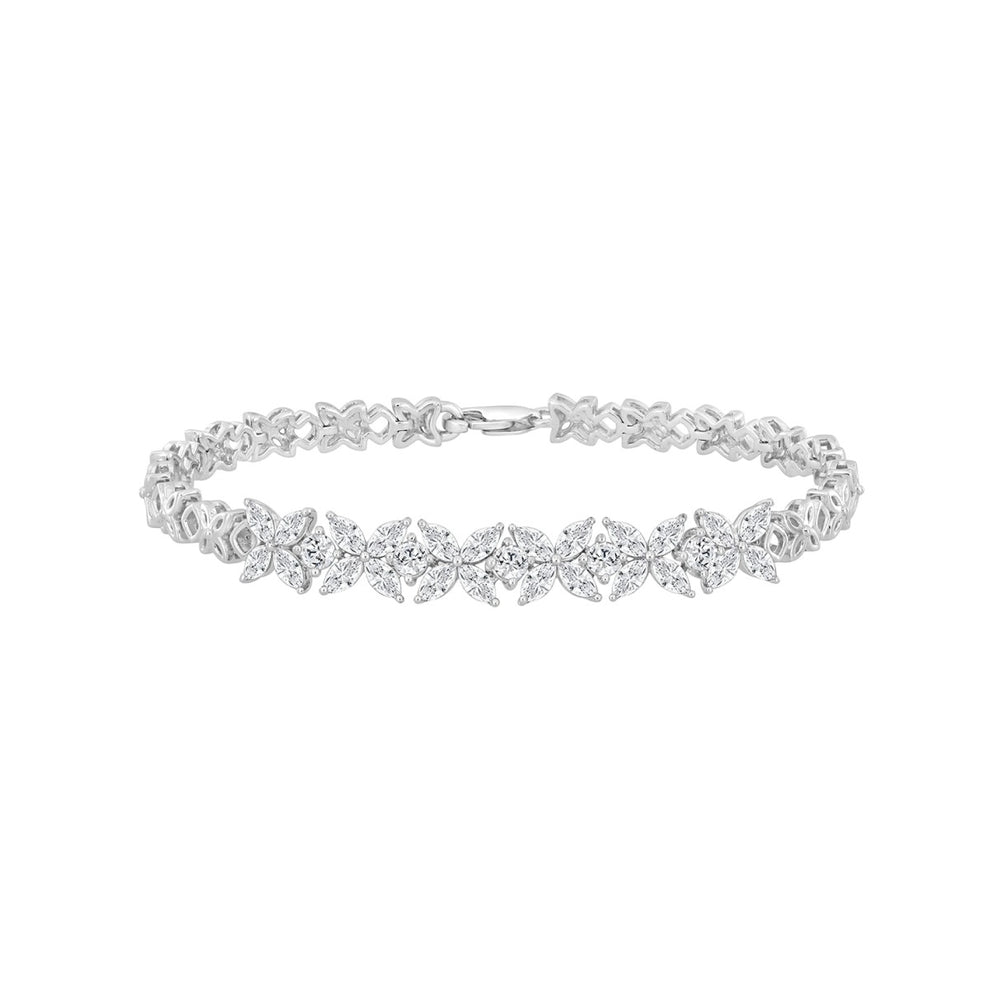 LADIES BRACELET 3CT ROUND/MARQUISE DIAMOND 14K WHITE GOLD