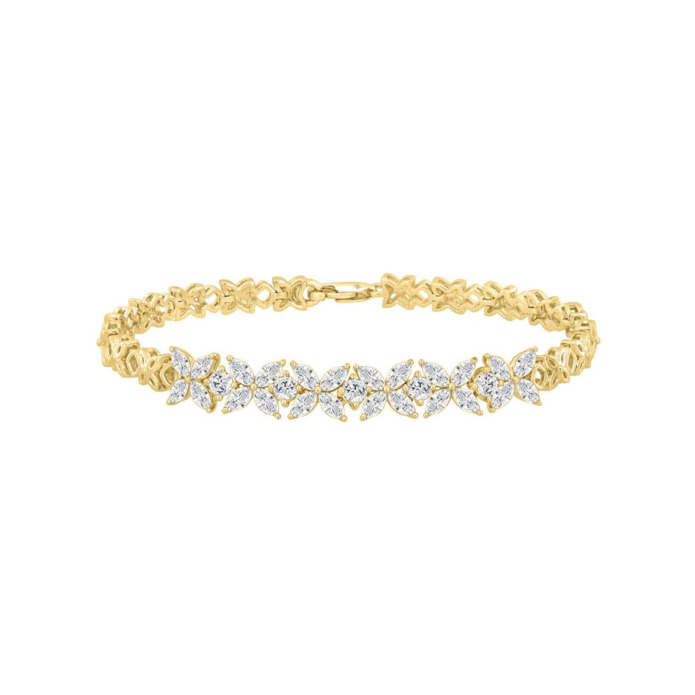 LADIES BRACELET 3CT ROUND/MARQUISE DIAMOND 14K YELLOW GOLD