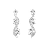 LADIES EARRINGS 1 1/2CT ROUND/PEAR DIAMOND 14K WHITE GOLD