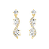 LADIES EARRINGS 1 1/2CT ROUND/PEAR DIAMOND 14K YELLOW GOLD