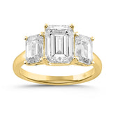 LADIES RING 5CT EMERALD DIAMOND 14K YELLOW GOLD (CENTER STONE EMERALD DIAMOND 3CT )